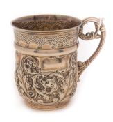 A Victorian silver mug, maker George Jackson, London, 1893: monogrammed,