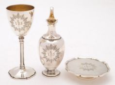 A Victorian silver travelling communion set, maker Edward Charles Brown, London,