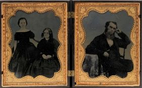 A 19th century Union case containing two Daguerreotype portraits: each image 5 1/2 x 4 1/4ins,