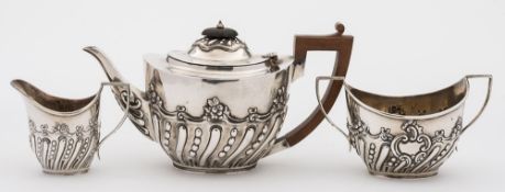 A Victorian silver three-piece tea service, maker William Gigson & John Langham, London,