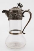 A Victorian silver mounted glass claret jug, maker John Grinsell & Sons, Birmingham,