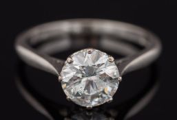 A diamond single-stone ring: with circular brilliant-cut stone approximately 7.9mm x 4.