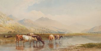 Cornelius Pearson [1805-1891] & Thomas Francis Wainewright [1794-1883]- Cattle watering in an