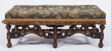A walnut long stool in the William and Mary taste:,