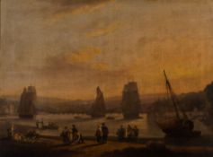 Thomas Luny [1759-1837]- Teignmouth; figures in the foreground,