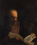 Manner of Jan Lievens [19th Century]- Study of a priest reading a religious text:- oil on canvas 85