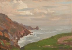 * Samuel John Lamorna Birch [1869-1955]- A Cornish Cove:- signed bottom right oil on board 24 x