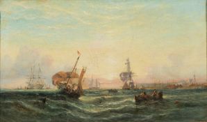 Attributed to William Thornley [1857-1935]- Shipping offshore,