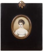 English School early 19th Century- A miniature portrait of a girl:-,