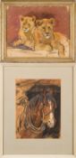 Attributed to Alice des Clayes [1890-1968]- Study of a bridled horse:- pastel, 22 x 16.