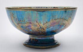 A Wedgwood dragon lustre pedestal bowl: decorated with dragons,