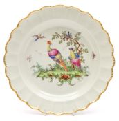 A Worcester dessert plate: with scalloped edge,