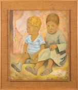 * Ernst Neuschul [1895-1968]- Verangstigte Kinder:- signed with initials and dated EN '48 bottom