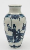 A Worcester blue and white vase: of ovoid form with waisted neck,