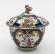 A Worcester scale blue sucrier and cover: with flower finial,