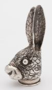 A Russian silver top or handle, unknown assay master, maker HM, : in the form of a hare's head, 9.