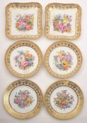 An Amstel botanical porcelain part dessert service: each piece painted with a large floral bouquet
