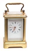 A French miniature corniche carriage clock: the eight-day duration timepiece movement having a
