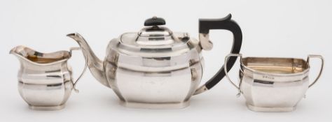 A George V silver three-piece tea service, maker J B Chatterley and Sons, Birmingham,