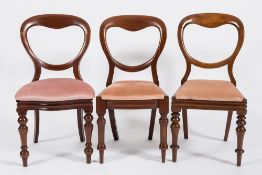 A harlequin set of twelve Victorian dining chairs:,
