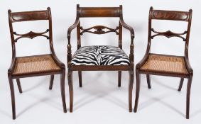 A set of six Regency mahogany dining chairs:,