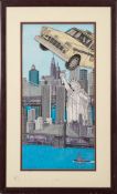 * John Suchy [b.1946]- City Collage:- signed, inscribed and dated 1986 51 x 25cm.