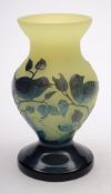 A French cameo glass vase: of footed baluster form,