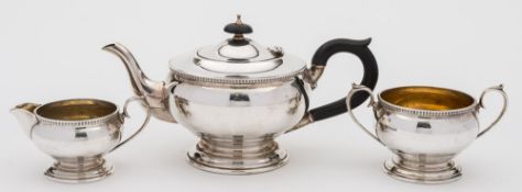 A George VI silver three-piece tea service, maker William Bush & Sons, Sheffield,