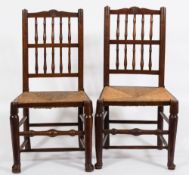 A set of four early 19th Century ash 'Liverpool spindle back' dining chairs,