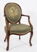 A mahogany open armchair:, in the Hepplewhite taste,