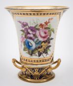 A Derby porcelain jardiniere and two-handled stand: of trumpet form,