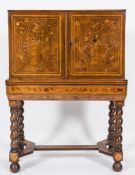A Dutch rosewood and floral marquetry cabinet on stand:, in the 17th Century manner,