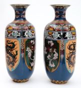 A pair of Japanese cloisonne vases: of quatrefoil lobed form in the style of Namikawa Yasuguki,