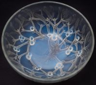 A Lalique bowl 'Gui': the opalescent body intaglio decorated and moulded to the exterior with
