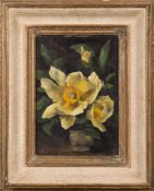 Mrs Ellen W Soal [20th Century]- Yellow Rose: signed and date '59 oil on canvas 24 x 16.