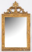 A 19th Century carved giltwood and gesso rectangular mirror:, with pierced foliate scroll,