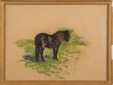 Alice des Clayes [1890-1968]- Ponies near Haytor:- inscribed on a label attached to the