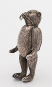 An Edward VII novelty silver teddy bear pin cushion, maker H.V.