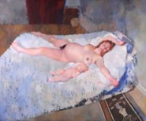* Robert O Lenkiewicz [1941-2002]- Megan and Isaac:- oil on canvas 176 x 212cm.