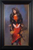 * Robert O Lenkiewicz [1941-2002]- Study - Moi Wong:- signed three times and inscribed on the