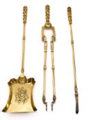 A set of three 19th century fireirons: with knopped and spiral twist stems and handles.