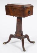 A late Regency rosewood sarcophagus-shaped teapoy:,