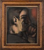 Style of Josef Herman [1911-2000]- Man Thinking:- pastel drawing 45 x 37cm.