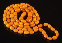 A long amber bead,