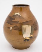 A Japanese bronze vase, signed Seiho, Takaoka: of ovoid form,
