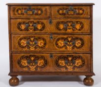 A late 17th/early 18th Century walnut and marquetry rectangular chest:,
