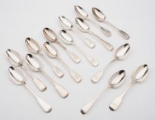 A set of three Victorian silver Fiddle pattern tablespoons, maker James Beebe, London,