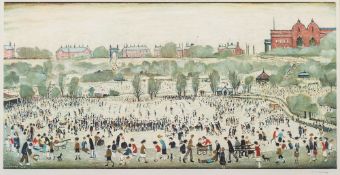 * Laurence Stephen Lowry [1887-1976]- Peel Park:- print in colours published 1975 by Venture