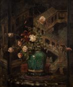 Circle of Herbert Davis Richter [1874-1955]- Still life of flowers in a Chinese pot in a