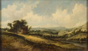 Alfred Vickers [1786-1868]- Rolling landscape: ,a farm in the foreground,
